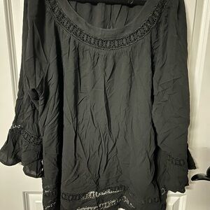 Black Blouse with Lace Detail (3X) by Honey Punch